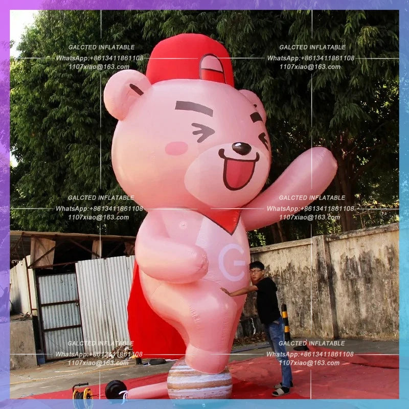 Inflatable Cartoon Pink Bear Model Personalized 5M(16.4Ft)for Party Inflatable Bear Advertising Display-Toy
