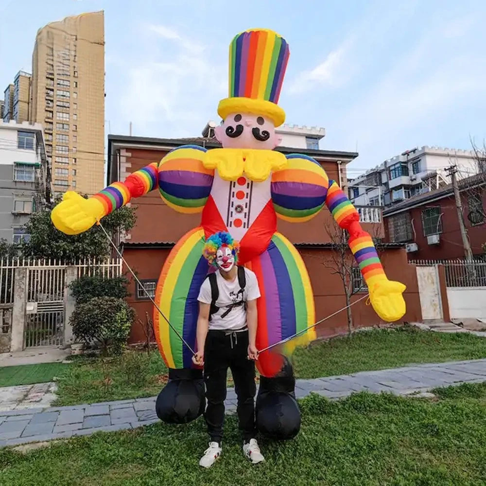For Carnival Parade 3.5m Large Inflatable Clown Costume Adults Walking Joker Cartoon Puppet Circus Props Performance Costume