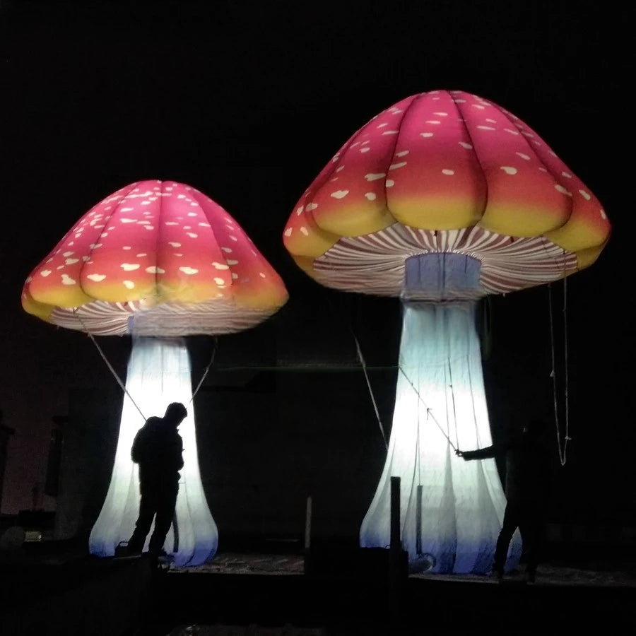 DJ decoration Wonderful Plant Decoration Model Inflatable Mushroom 6m H Mushroom with Led Lights for