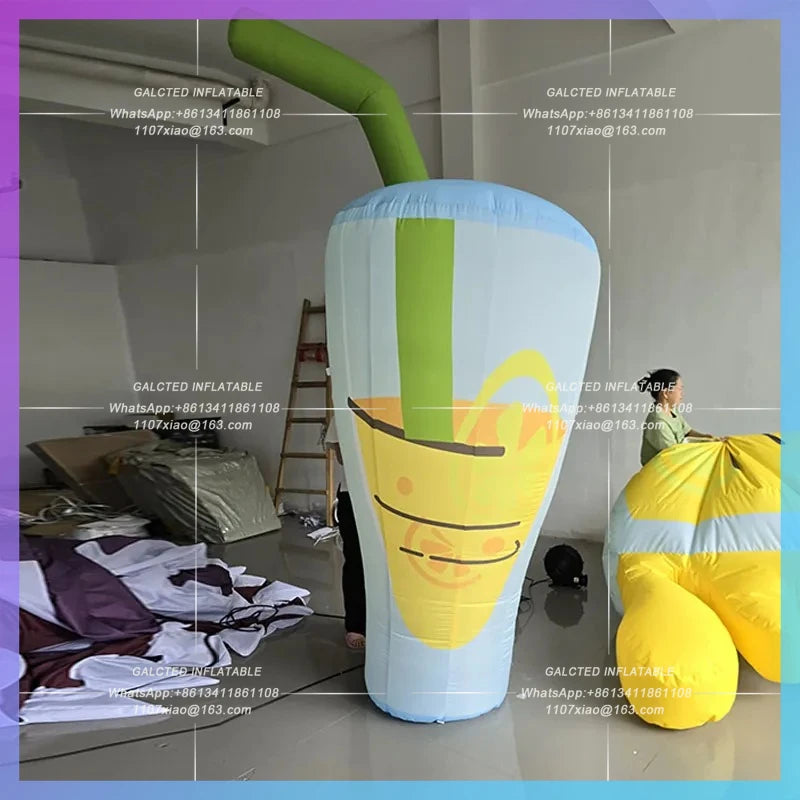 Lemonade Bottle Cup model Inflatable Cartoon  Cool Summer Soda Festival Bazaar Beach Concert Mall Holiday Lighting Decoration