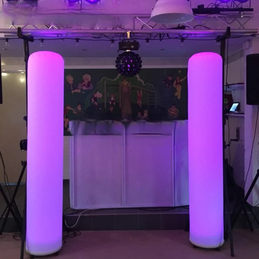 Club Decoration Factory Directly 2.4 m H Bright Inflatable Cone,lighting pillars with wheeled base blower for Night