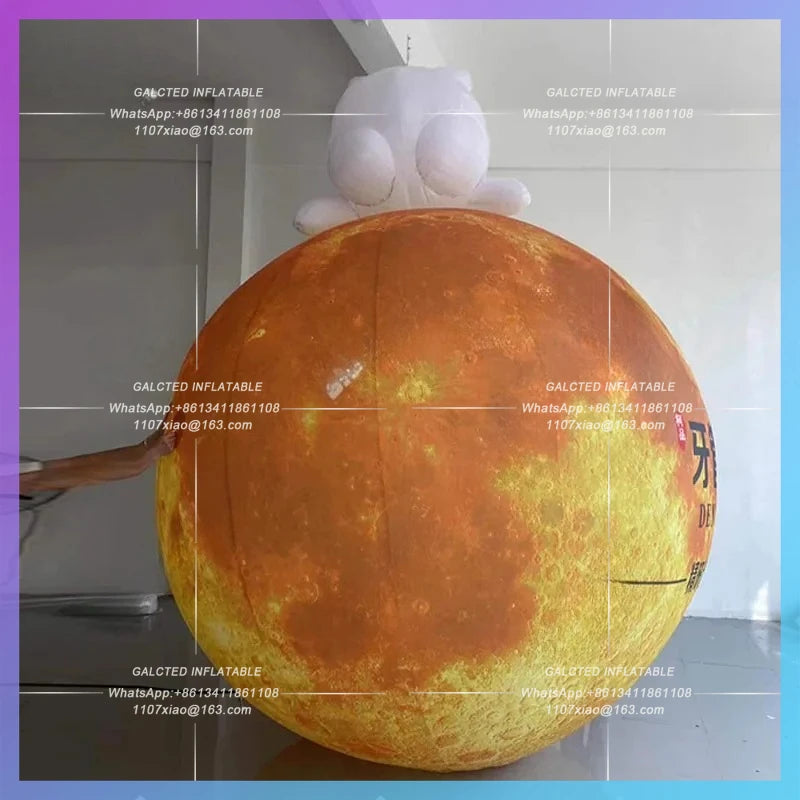 mid-autumn Festival Mascot Inflatable Cartoon Moon Bunny Model IP Moon can be customized text logo can be illuminated decoration