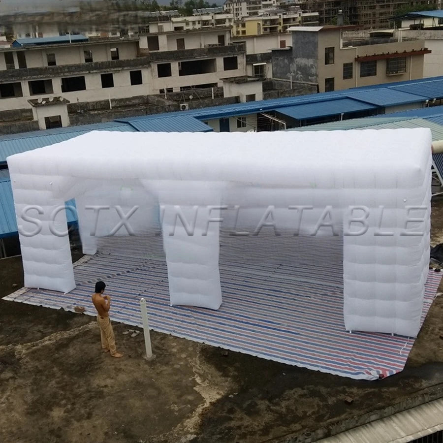 Trade Shows 10m Long Giant Cube Marquee Inflatable Cubic Tunnel Tent with Cellular Wall and Doors for