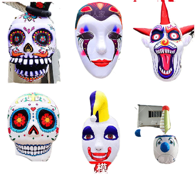 Giant Inflatable Halloween Masks - Skull, Clown, and Pumpkin Decorations for Nightclubs and Bars