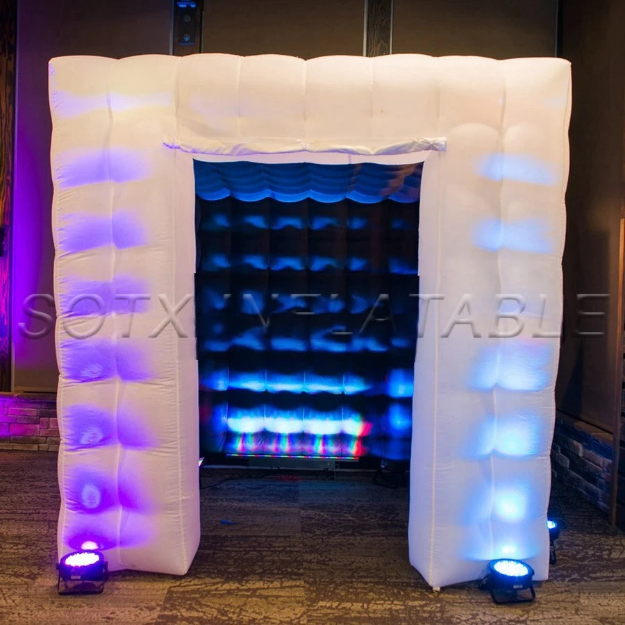 wedding with 2 curtains New Style black interior Square LED Inflatable Photo Booth /Inflatable party booth For