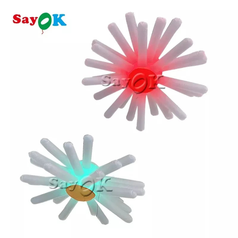 Inflatable LED Flower Hanging Decorations Large Inflatable Flower Decor with Remote Controller for Ceiling Bar Advertising