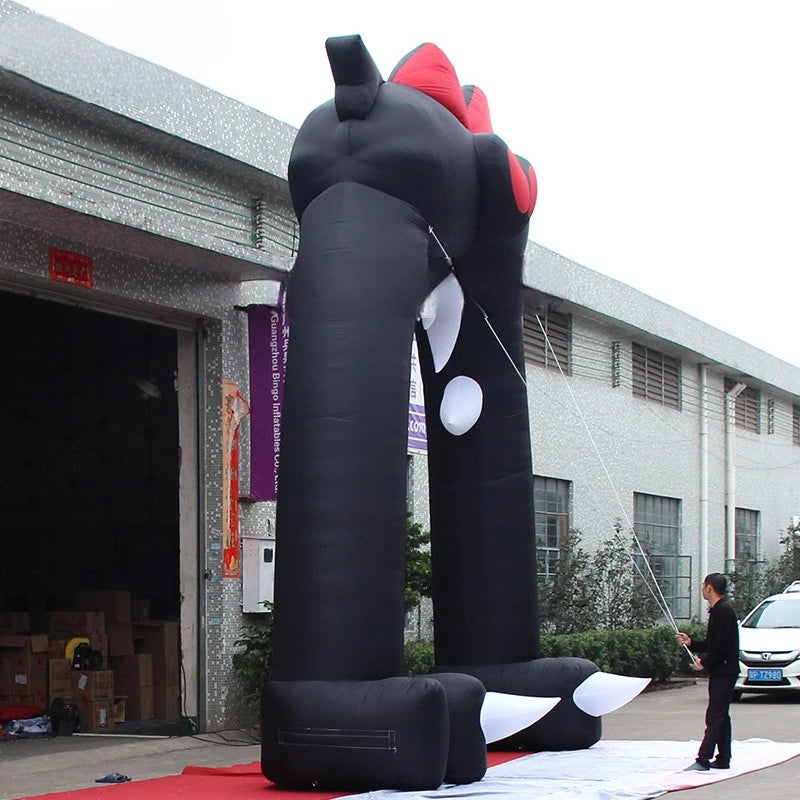 Inflatable Black 5x6 Meters Cat Arch 20 Feet High Halloween Archway for Decoration