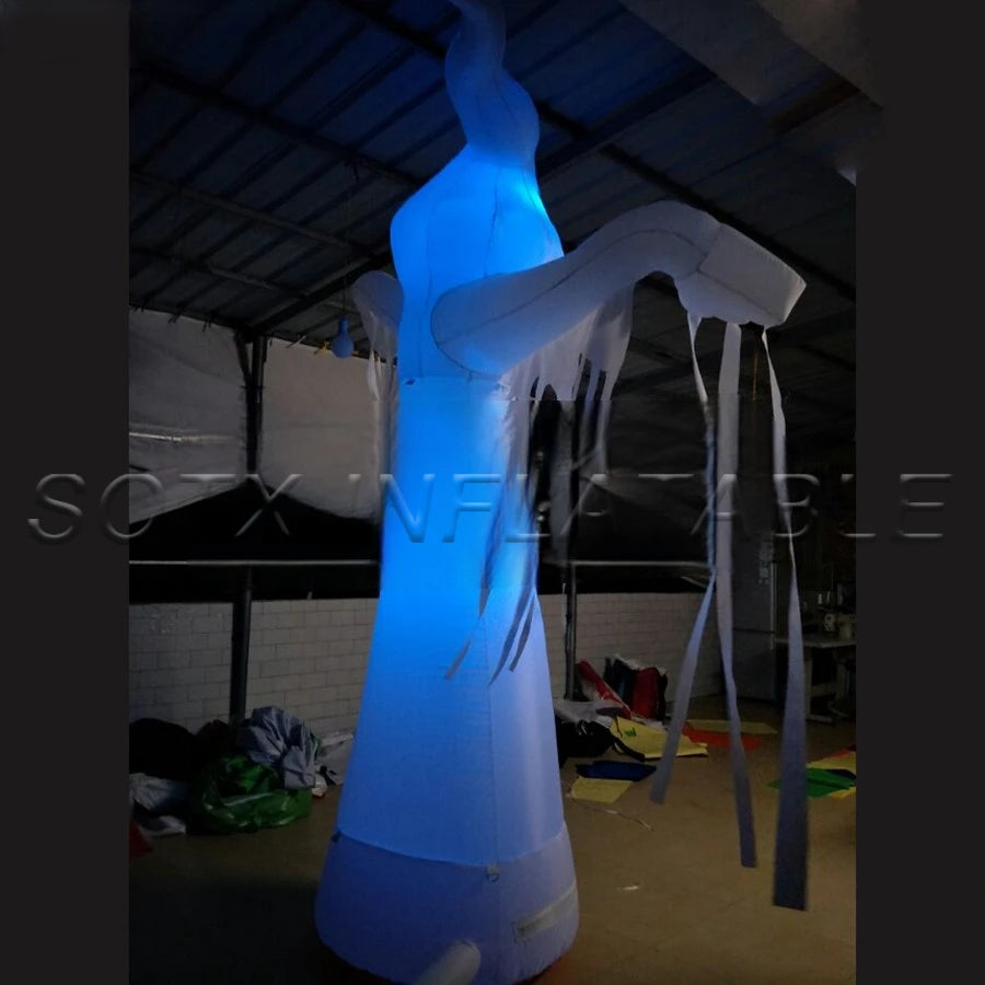 Decoration Made By 3m/10ft Outdoor Holiday Airblown Inflatable Halloween Scary Ghost With Light For Festival Party