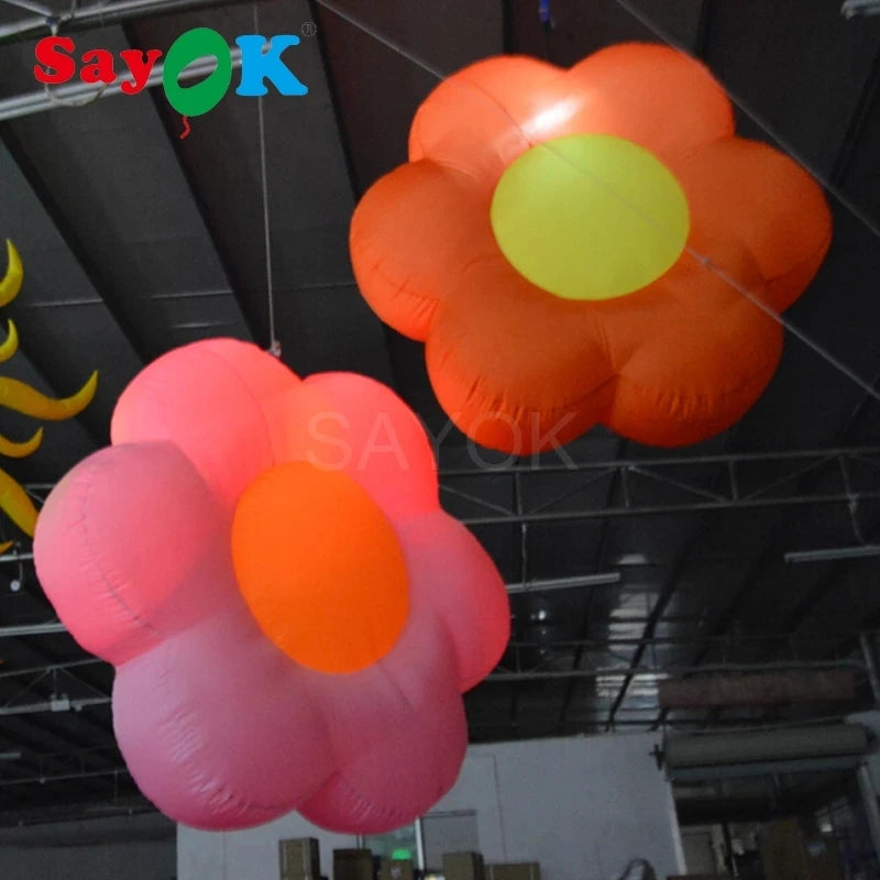 Inflatable Flower Decoration Giant Inflatable Hanging Flower with Remote Controller Air Blower for Show Bar Advertising