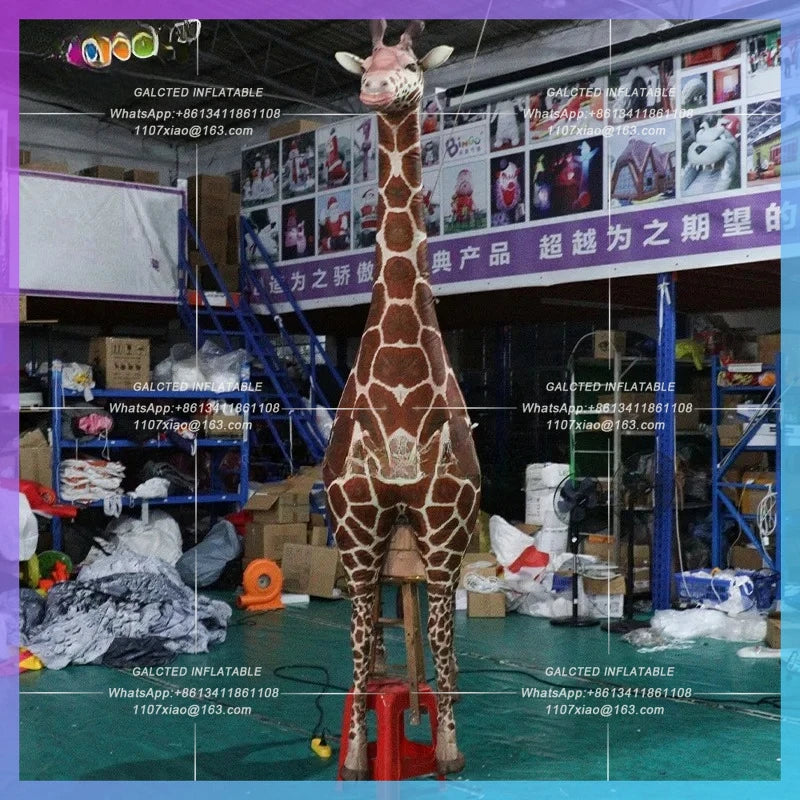 Zoo Advertising Decoration Giant Inflatable Giraffe For  5 Meters High Realistic Giraffes Animal Balloon