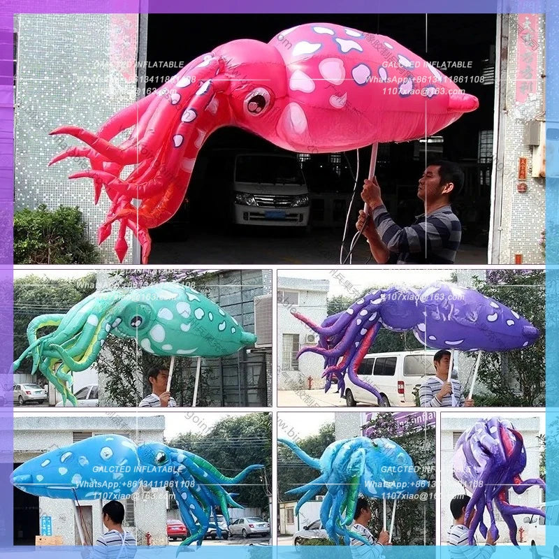 Inflatable Squid Walking Costume Inflatable Toys 2.4 Meters  For Party Decoration 8ft Inflated Cuttlefish With Pole Toys