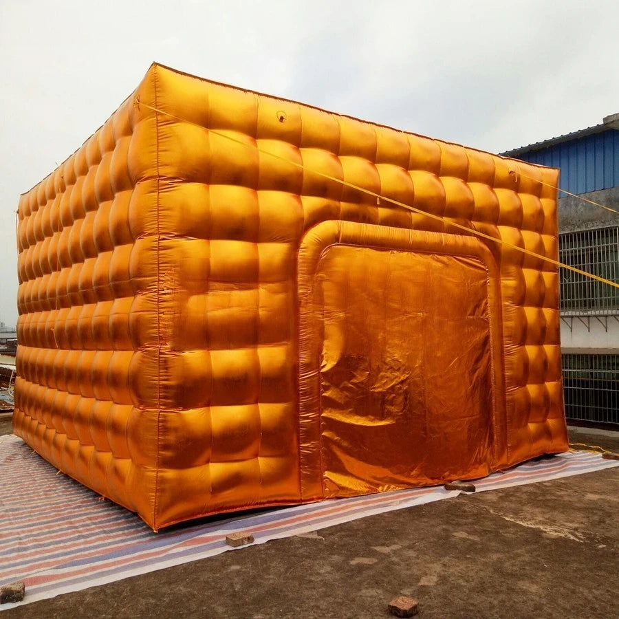 Toy Tent For Sale Portable Inflatable Golden Cube Tent Fashionable Air Square Party Tent Cubic Foldable Cheap Customized