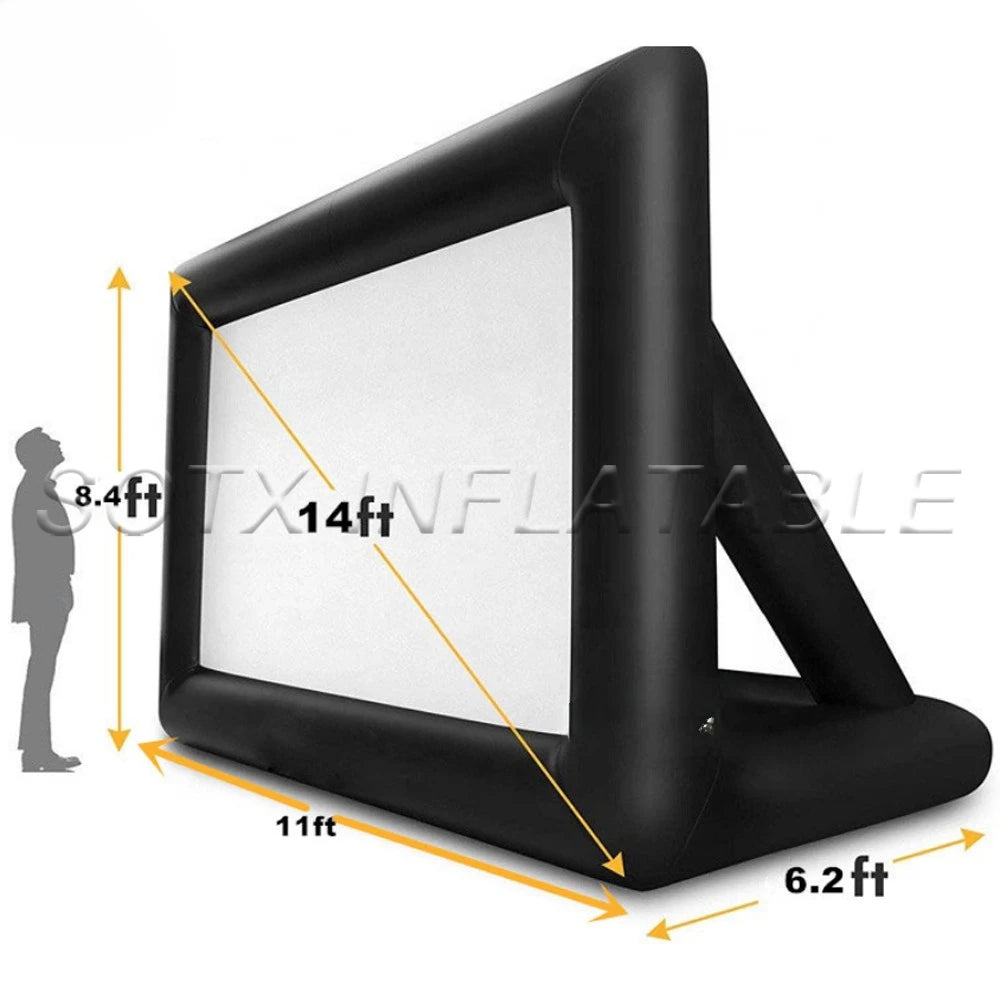 Cinema With Fan Outdoor Inflatable Movie Screen 14/16ft Projector Movie Film Screen For Home Backyard Party Games Theater