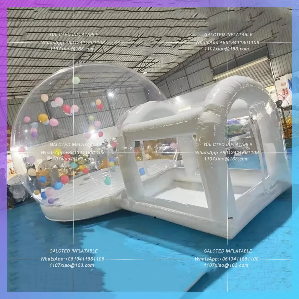 White Castle Jumping Trampoline 10FT Inflatable Bubble Balloon House Commercial PVC  Bubble Balloon Tent for Kids,Toddler