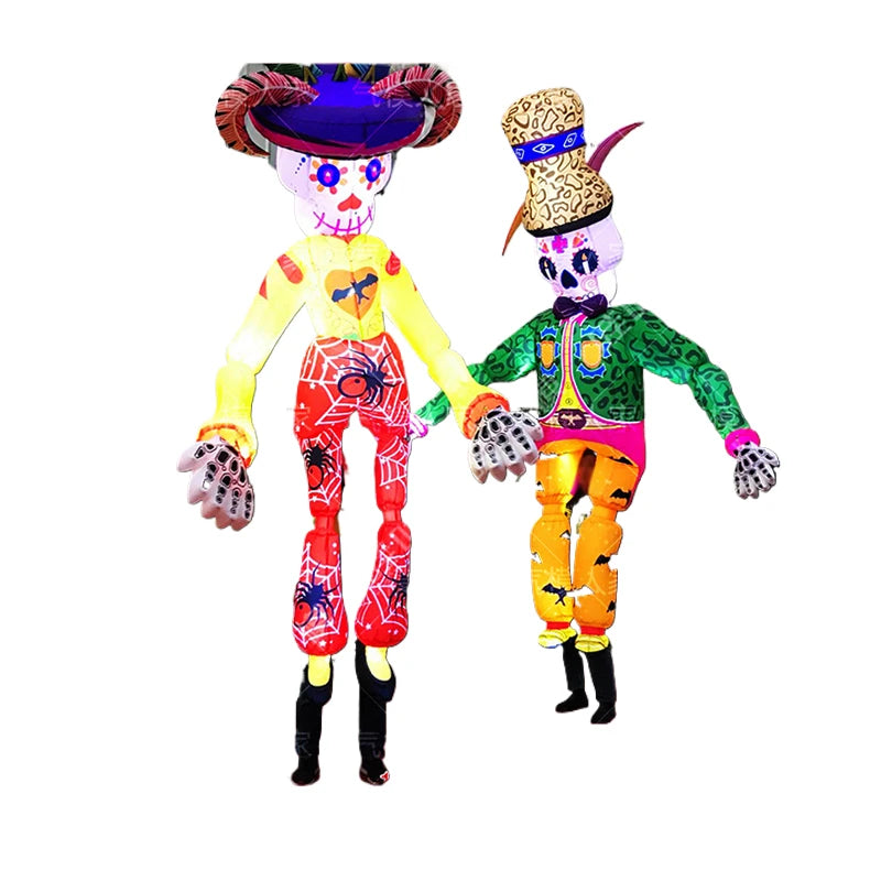 Inflatable Halloween Skeleton Clown - Interactive Walking Prop for Malls, Scenic Spots, Haunted Houses, and Bars