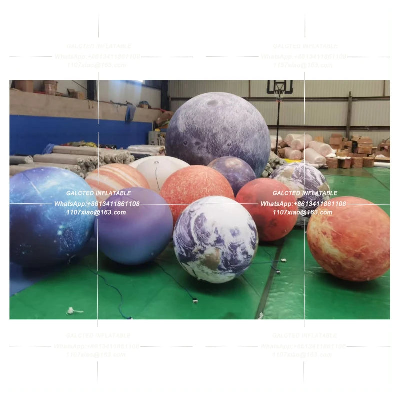 Giant Inflatable Saturn Ball with LED Lights PVC Airtight Planet Balloon Solar System Learning Decoration Hanging or Ground Use