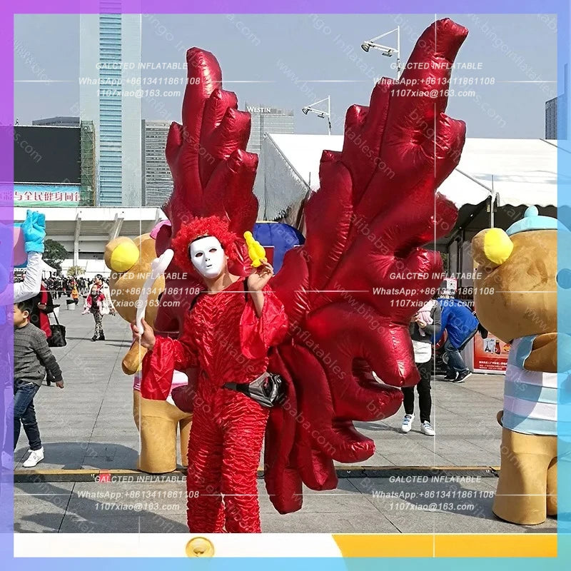 Inflatable Wings Costume for Promotion Free Shipping 2X2 M Red Inflatable Angel Wings  Vivid Butterfly Wings Clothing Stage Toys