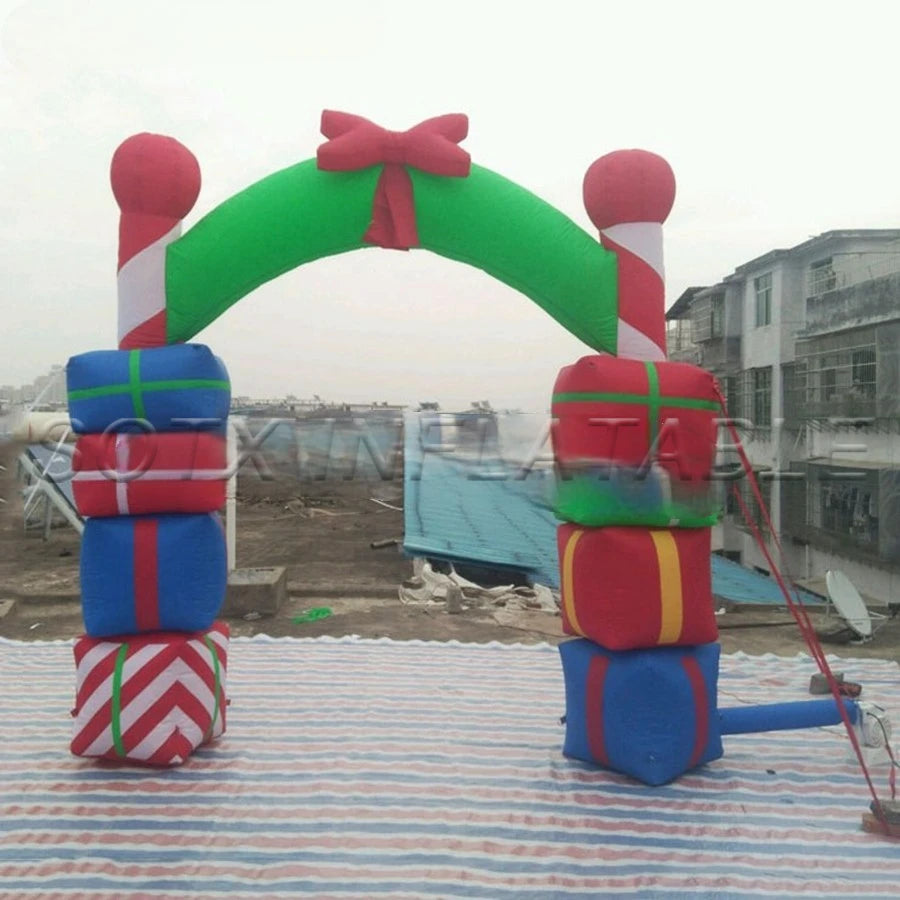 Outdoor Indoor Party On Sale Brand New Free Fans Christmas Giant Inflatable Arch With Gift Boxes For Decoration X-mas Holiday