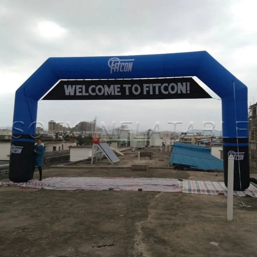 Remove Banner Customized Blue and Black Inflatable Sport Arch Start Finish Line for Racing with