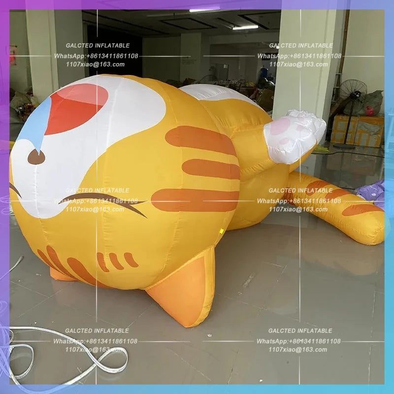 Festival Lucky Cat Mall Outdoor Park Inflatable sleeping Orange Cat Model Cat Pet can be hung bar concert stage lighting ads