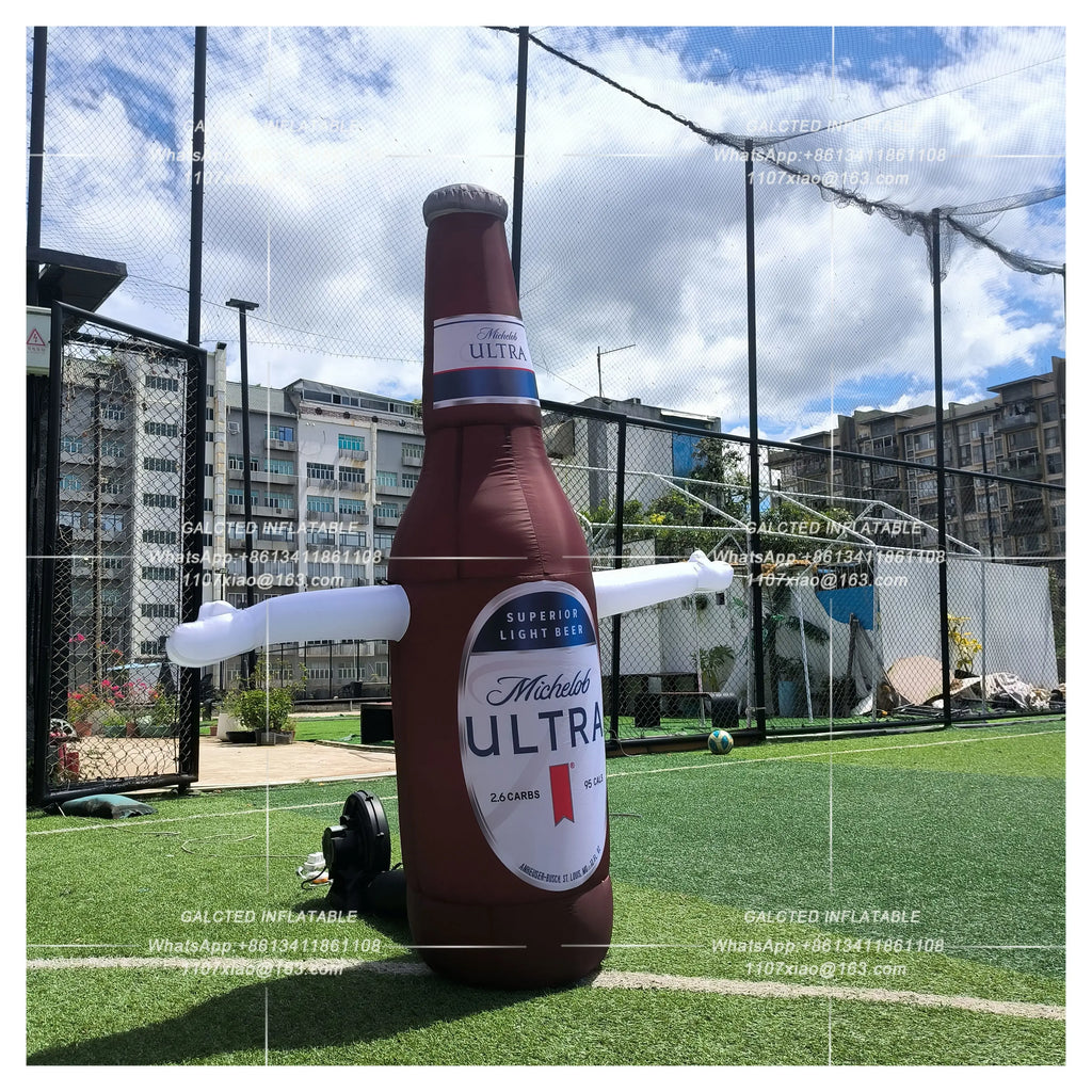 Inflatable Beer Bottle With Blower Giant Outdoor Advertising Display For Grand Opening And Sports Event
