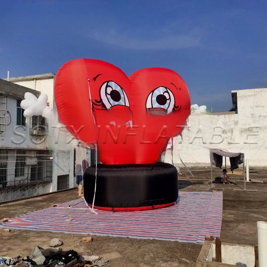 Event Decoration Inflatable Heart Shape Model Balloons with Free Air Blower for Valentine's Day