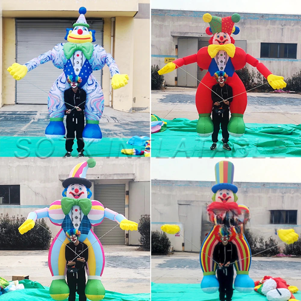 For Carnival Parade 3.5m Large Inflatable Clown Costume Adults Walking Joker Cartoon Puppet Circus Props Performance Costume
