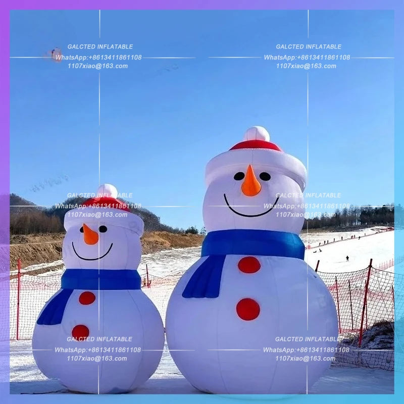 inflatable snowman christmas outdoor blue scarf red hat decoration festival activity giant snowmans