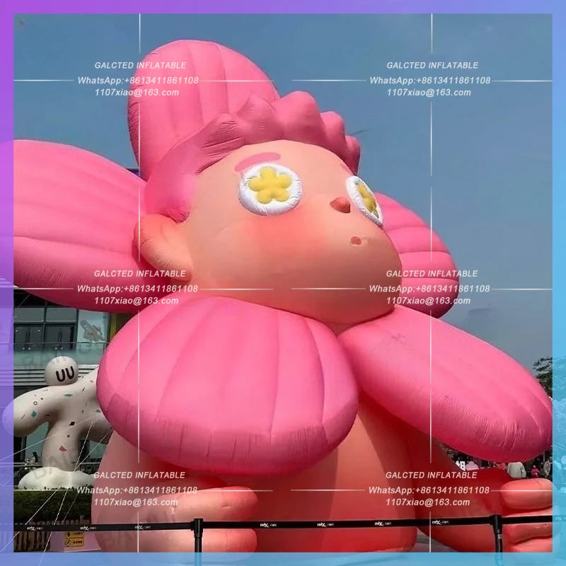 flower bears with air blower Pink inflatable cherry bloom bear cartoon balloon