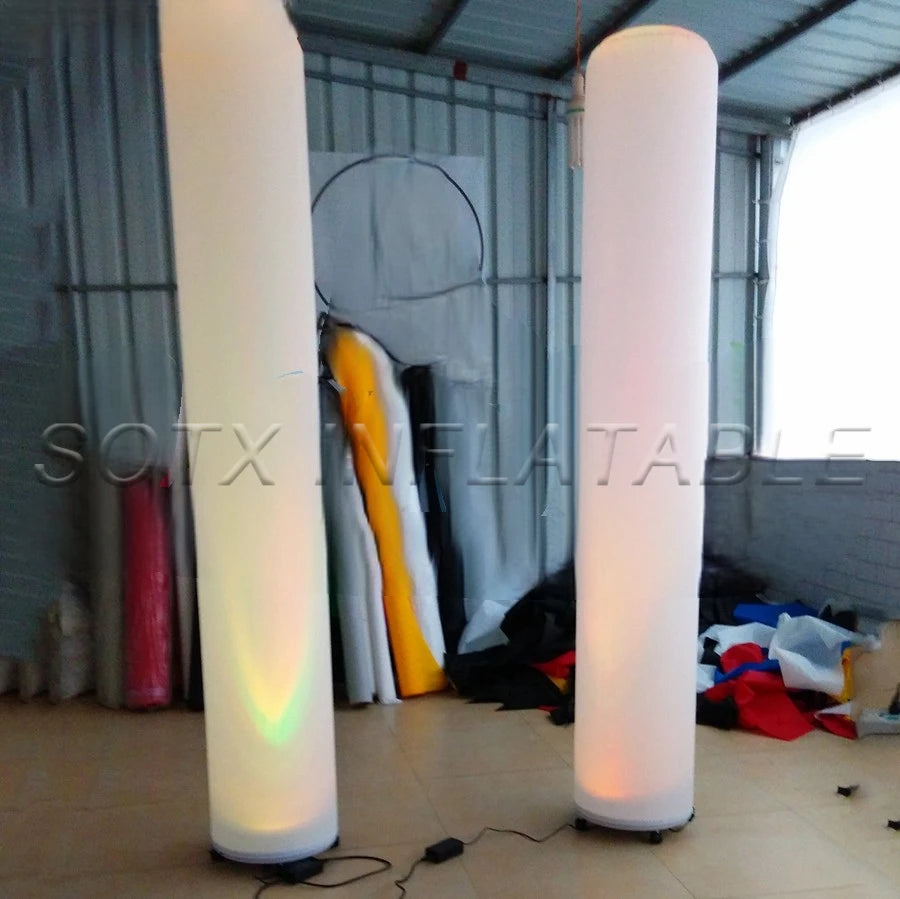 Club Decoration Factory Directly 2.4 m H Bright Inflatable Cone,lighting pillars with wheeled base blower for Night