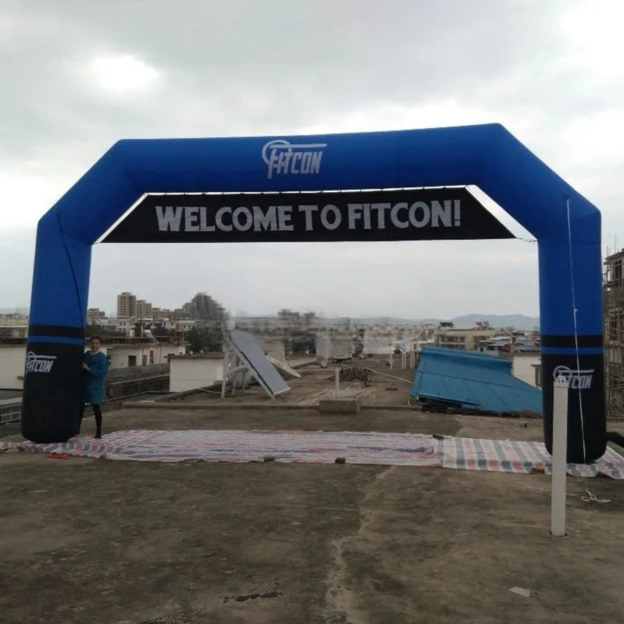 Remove Banner Customized Blue and Black Inflatable Sport Arch Start Finish Line for Racing with
