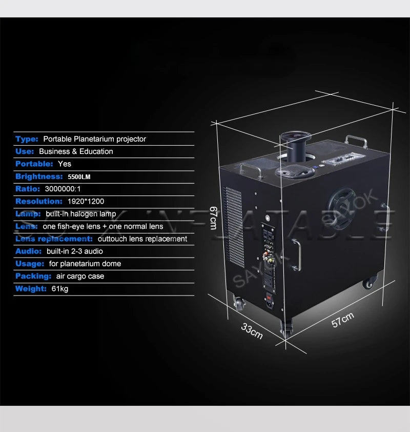 Cinema Projector Professional Inflatable Projection Planetarium Dome Projector Fish-Eye Lens 360 Degree Digital Planetarium