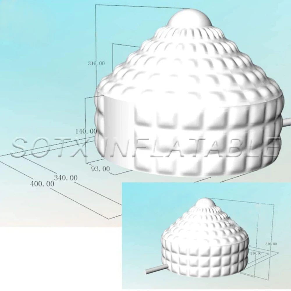 Fair Event Advertising Exquisite 4mdiax3.16mh White Inflatable Dome Igloo Tent With Led Light Luxury Air House For