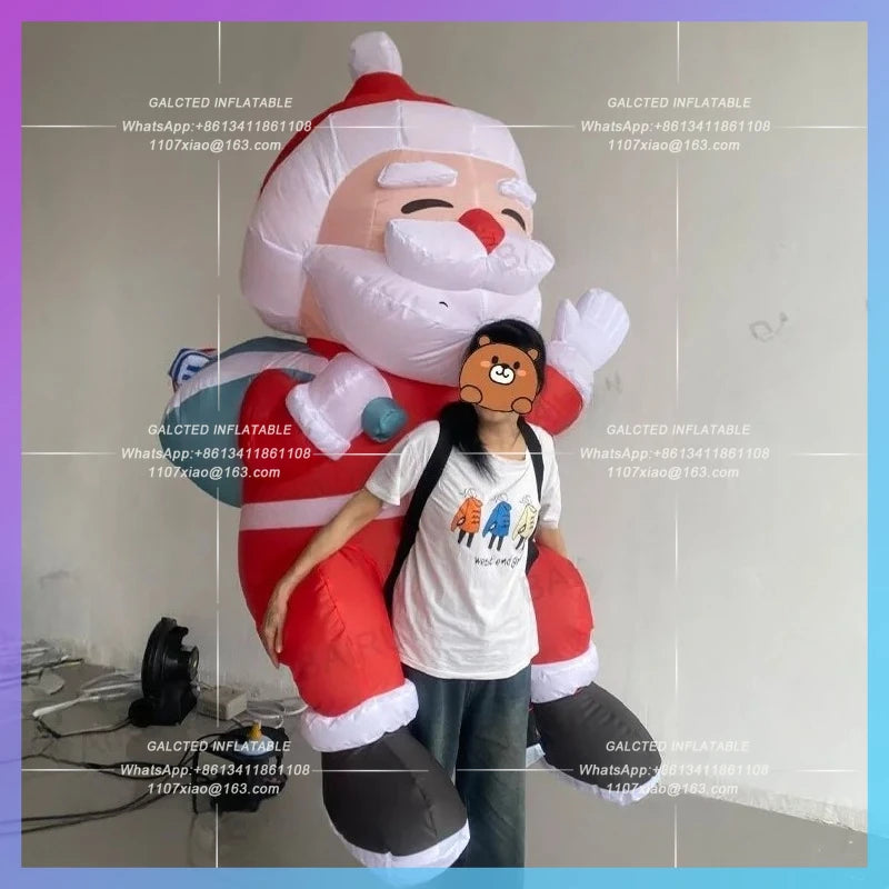 christmas festive decoration new year Walking move inflatable santa claus backpack old man parade cartoon man