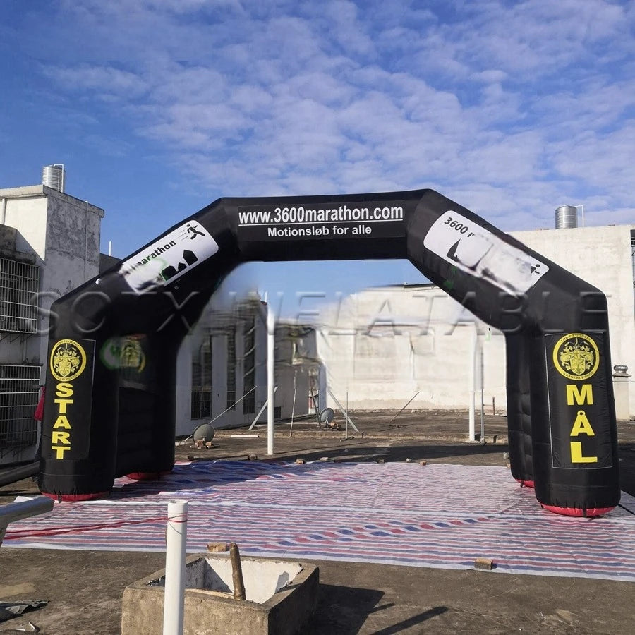 Sport Racing Events High Quality 6x4mH Outdoor 4 Legs Inflatable Black Arch Archway with Free Air Blower for