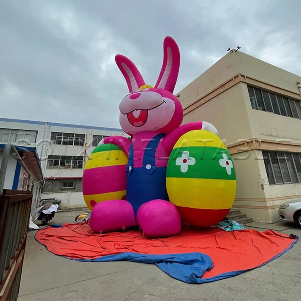 Easter decoration inflatable Easter Bunny with two eggs inflatable rabbit Easter eggs for advertising