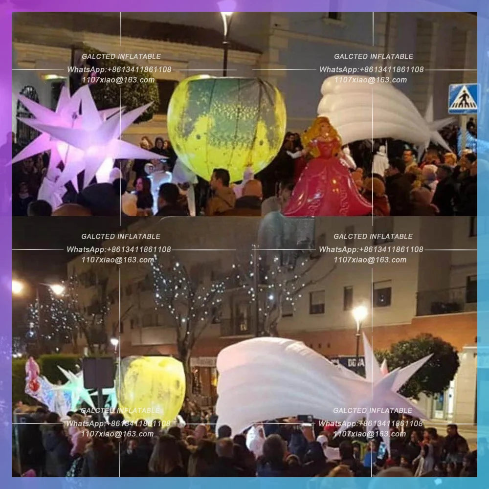 Inflatable Star With LED Lighting Large 4.5x2m Shooting Polaris North Poles Costume Balloon For Parade Decoration