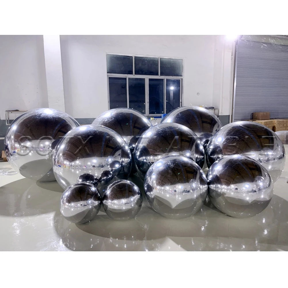 Party Nightclub Decoratio Inflatable Mirror Ball Silvery Iridescent Mirror Sphere Balloon Reflective Metallic Sphere For Wedding