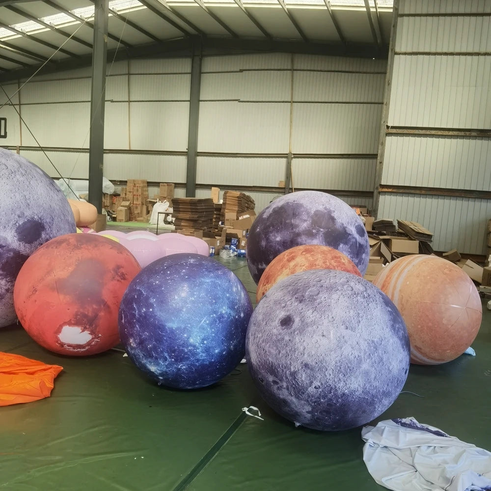 Oxford PVC Giant Inflatable Planets Balloons with LED Mars Saturn Jupiter Sun for Event Decoration