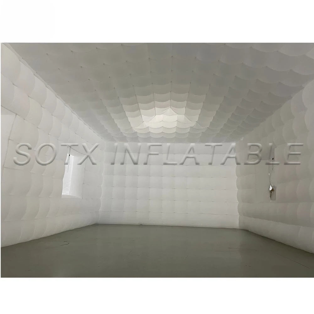 Nightclub Giant Outdoor Portable House Rushed White Black Air Inflatable Cube Tent With Led Lights And Windows For Wedding Party