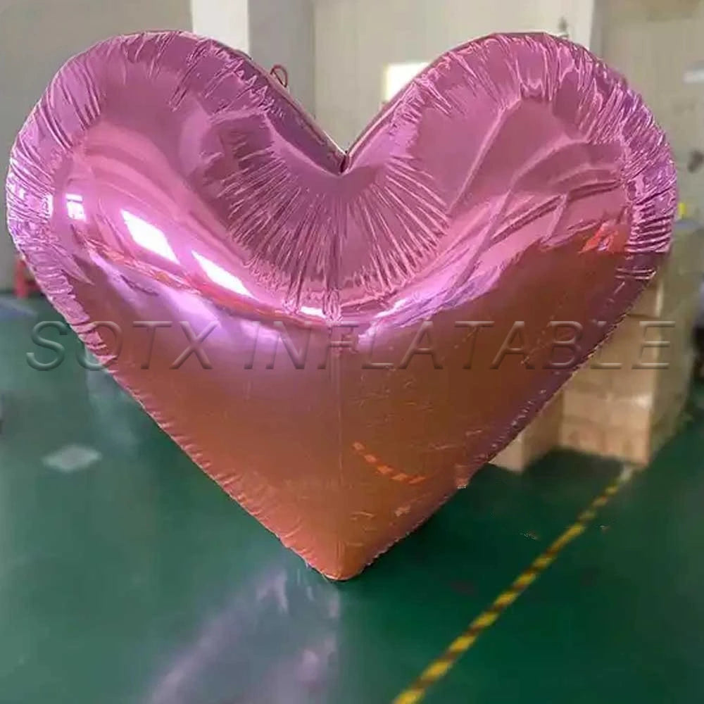 Nightclub Wedding Events Hot Sale Valentine's Day Decoration Inflatable Heart Mirror Reflective Large Heart Balloon For Party