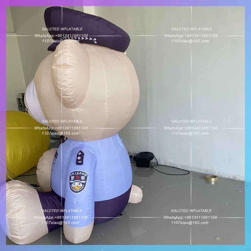 exhibition anti-fraud publicity punch Inflatable cartoon police bear model card drainage photo custom lighting atmosphere props