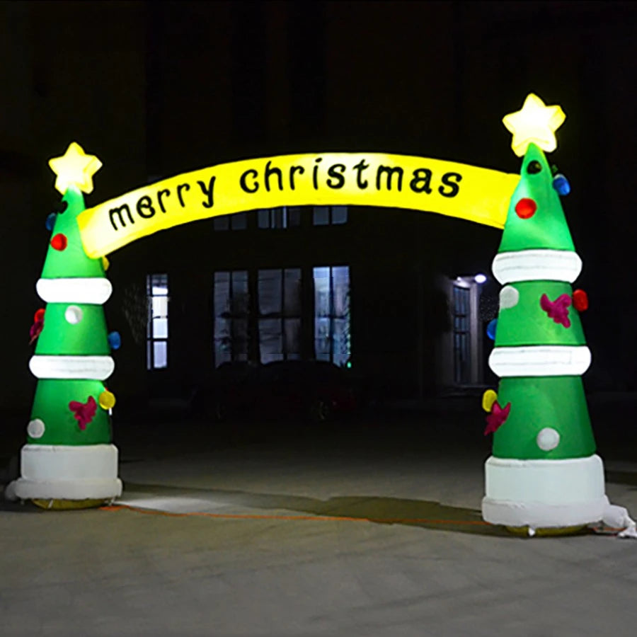 And Home Decor Super Quality Oxford Fabric Christmas Decoration Inflatable Arch Xmas Tree Archway With LED Lights For Commercial