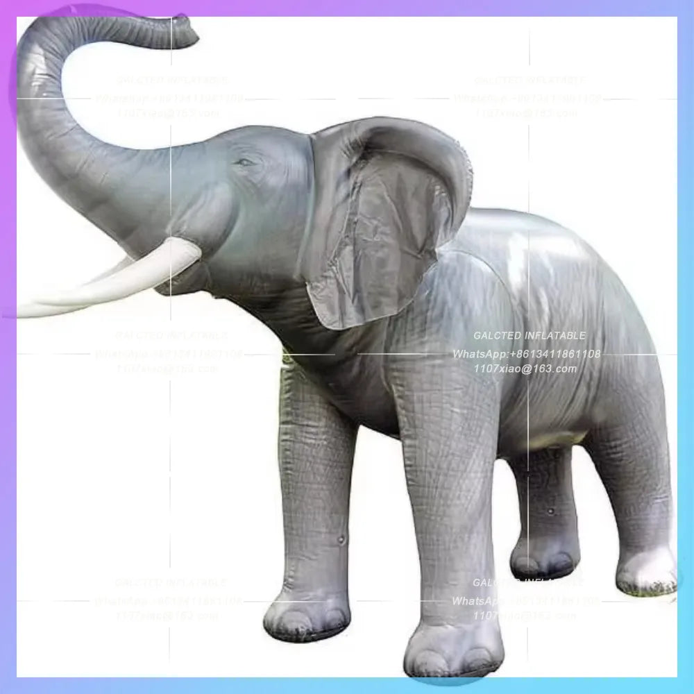 Inflatable Elephant Model Blow Up Cartoon Realistic Grey Giant Animal Figure Mascot for Outdoor Circus Events Advertising
