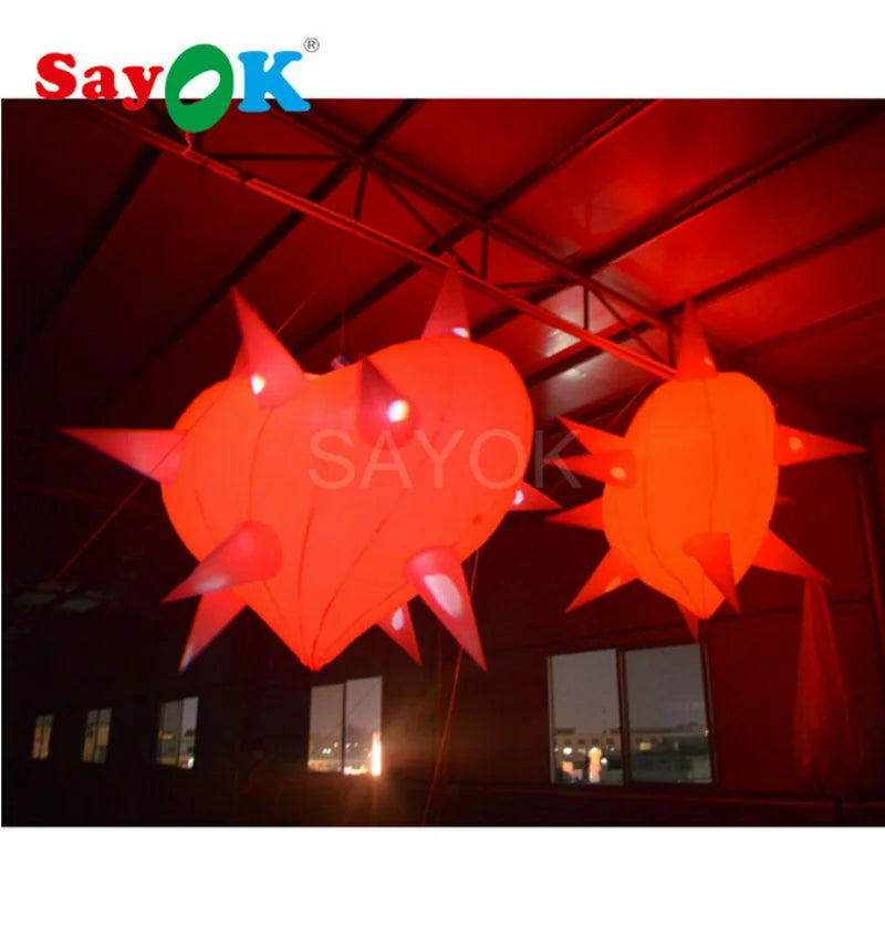 Inflatable Heart with LED Lighting Inflatable Heart Shape Balloon for Valentines' Day Wedding Decoration
