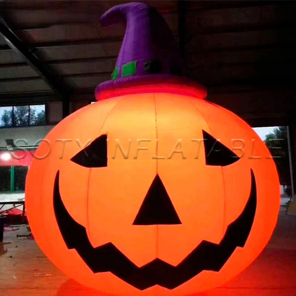 Halloween DecWitch Hat Party Supplies oration 6M 20ft Giant Inflatable Pumpkin With LED Lights Outdoor Yard Ornament Pumpkin And