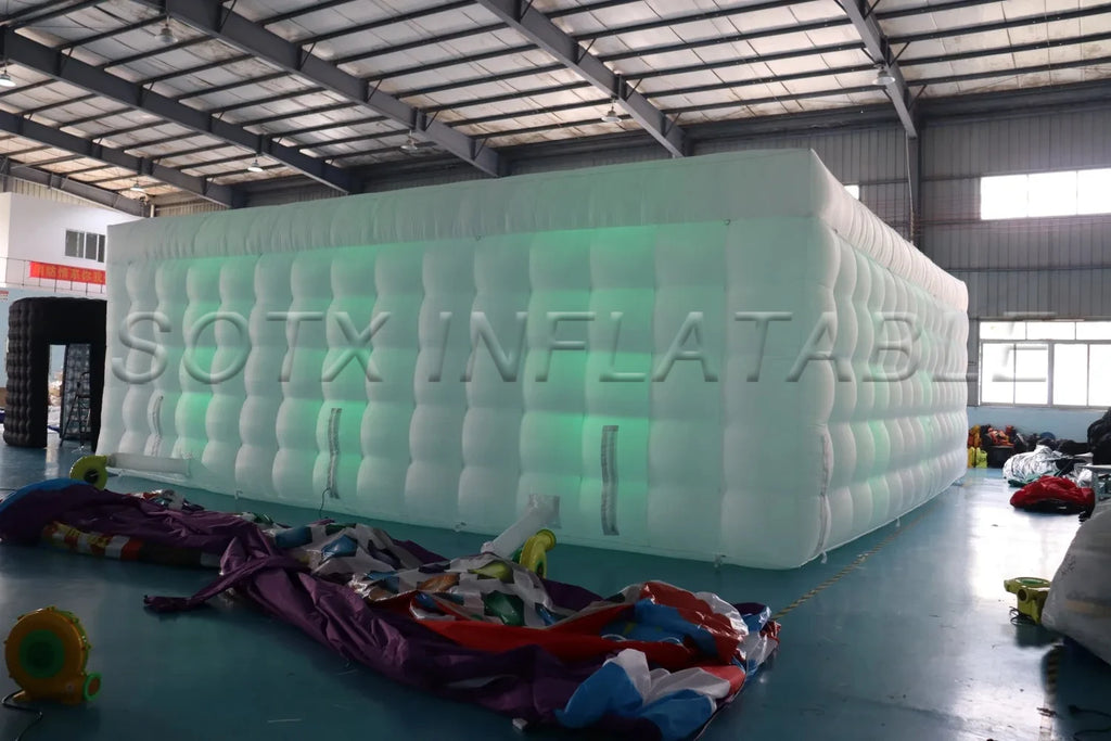 Exhibition Promotion 10x10m Giant Inflatable Lighting Tent Inflatable Marquee Cube Tent with Light for Advertising Event