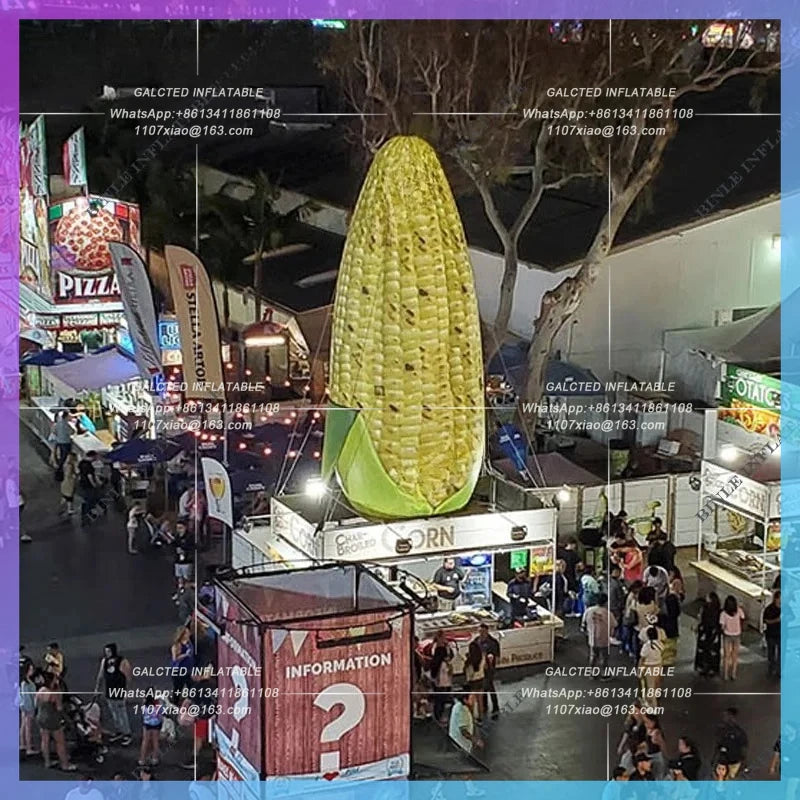 Inflatable Corn Replica With Led Lights Vivid Giant  Promotional Corn Vegetables Model For Roof Decoration