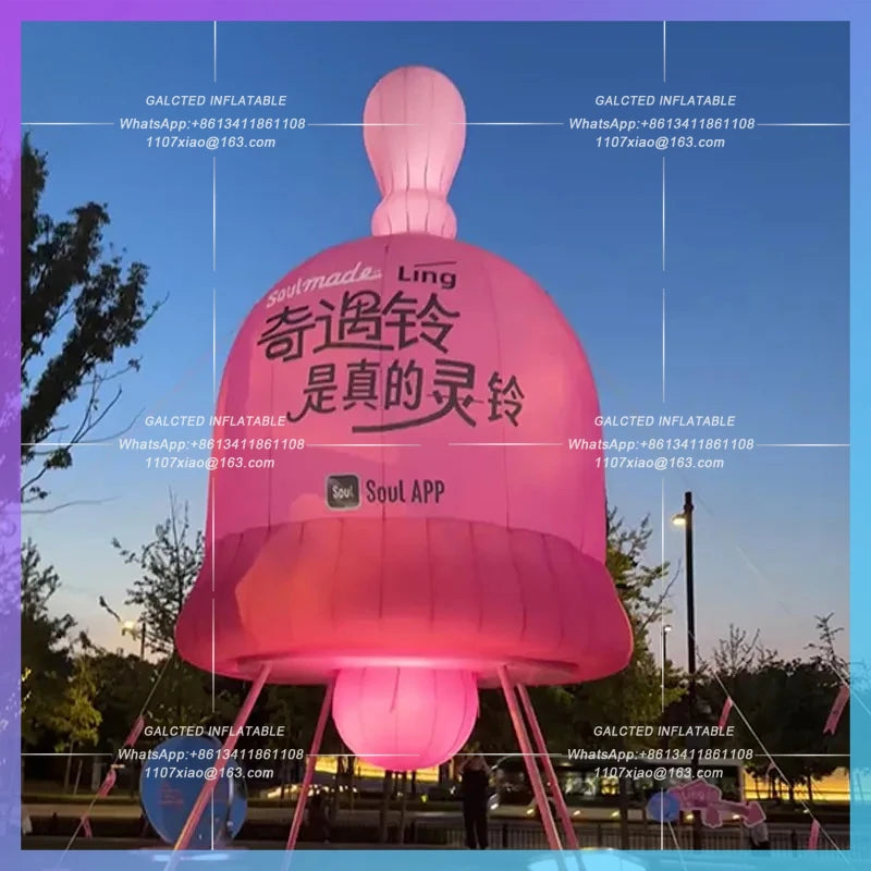 Festival Church Square Mall Romantic Inflatable Pink Bell Model Confession Party atmosphere bar stage lighting props