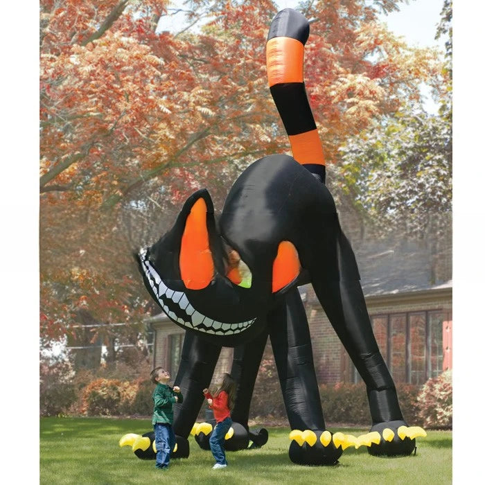 lovely animated 20ft good quality giant inflatable black cat for halloween decoration